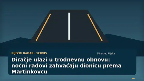 Ilustracija noćne obnove kolnika u Ulici Diračje u Rijeci