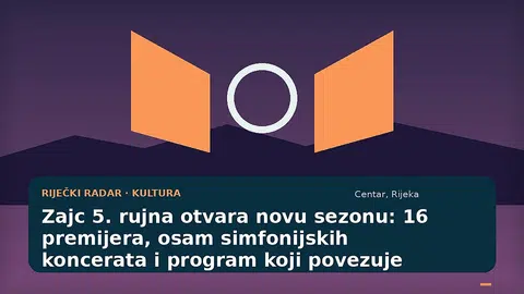 Ilustracija osvijetljene pozornice riječkog HNK-a Ivana pl. Zajca