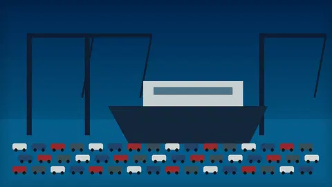 Ro-ro brod i novi automobili na terminalu riječke luke