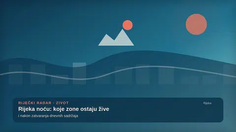 Urednička ilustracija noćne Rijeke kao vizualni kontekst priče o kvarnerskoj disco sceni