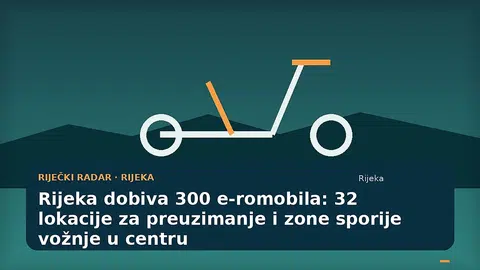 Ilustracija električnih romobila na označenoj lokaciji u središtu Rijeke