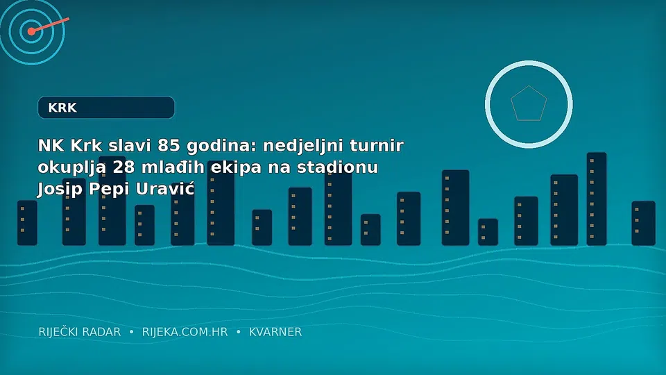 Originalna urednička ilustracija omladinskog nogometnog turnira NK Krk uz obris grada Krka i more